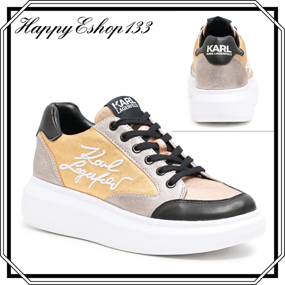 Karl Lagerfeld Paris MARGAUX SHEEP SUEDE/ VEGAN LEATHER Platform SNEAKER - Picture 7 of 7